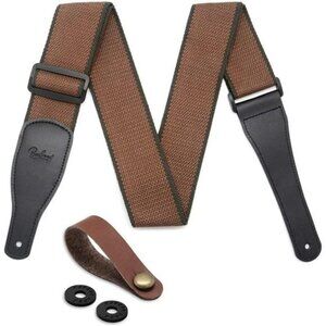acoustic electric bass guitar strap soft cotton adjustable leather ends with loc
